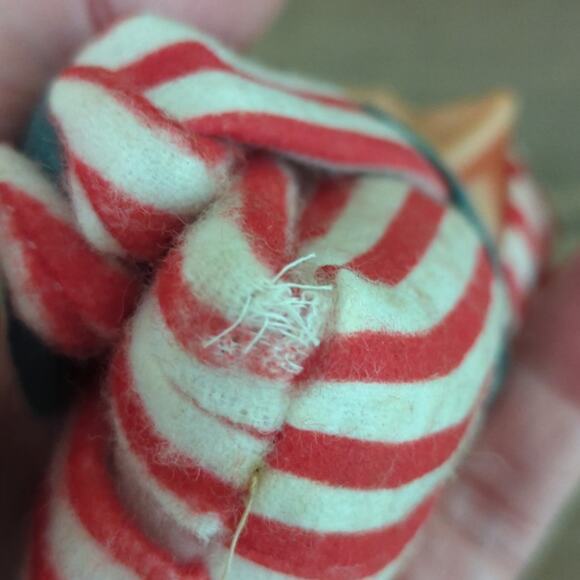 Vintage 1950s MCM Kitschy Red and White Striped Elf Knee Hugger Ornament - Picture 9 of 10